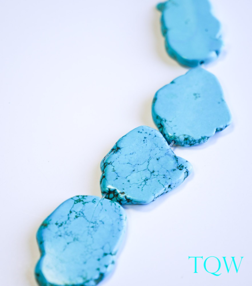 Turquoise Blue Magnesite Slab Large - 32-43 mm Width - 09-03-08