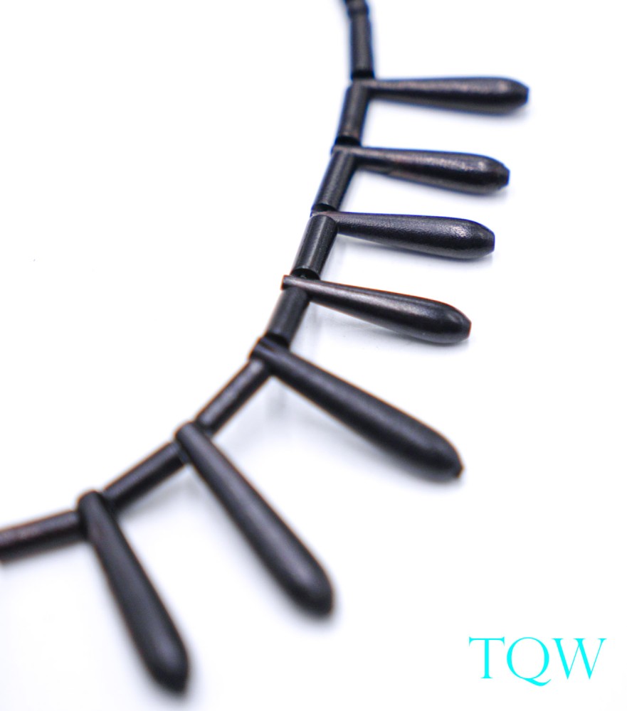 Black Coral Bats, Tubes, and Round Beads - 09-06-03