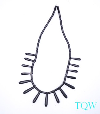 Black Coral Bats, Tubes, and Round Beads - 09-06-03