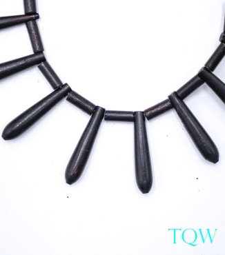 Black Coral Bats, Tubes, and Round Beads - 09-06-03