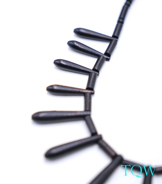Black Coral Bats, Tubes, and Round Beads - 09-06-03