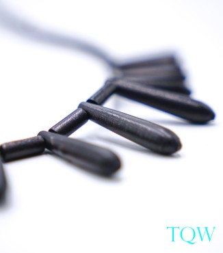 Black Coral Bats, Tubes, and Round Beads - 09-06-03
