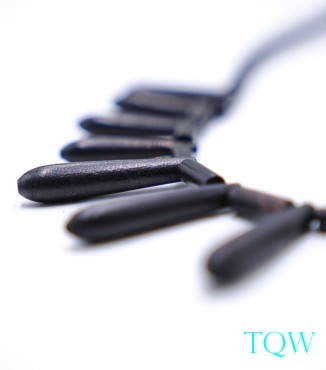 Black Coral Bats, Tubes, and Round Beads - 09-06-03