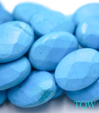 Sleeping Beauty Blue Faceted Oval Magnesite Beads - 17x24 mm - 09-07-02