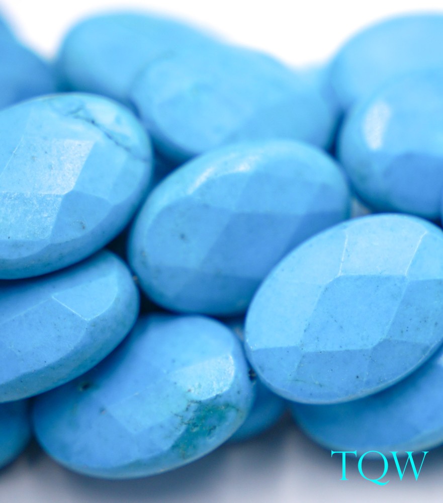 Sleeping Beauty Blue Faceted Oval Magnesite Beads - 17x24 mm - 09-07-02