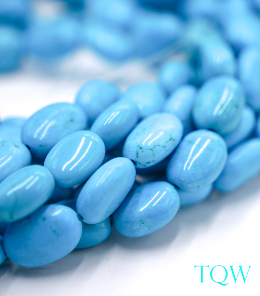 Sleeping Beauty Blue Oval Beads - 13-17 mm - 09-07-03
