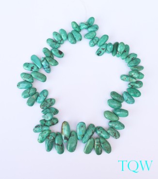 Turquoise Green Irregular Oval Beads - 10-02-02