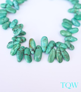 Turquoise Green Irregular Oval Beads - 10-02-02