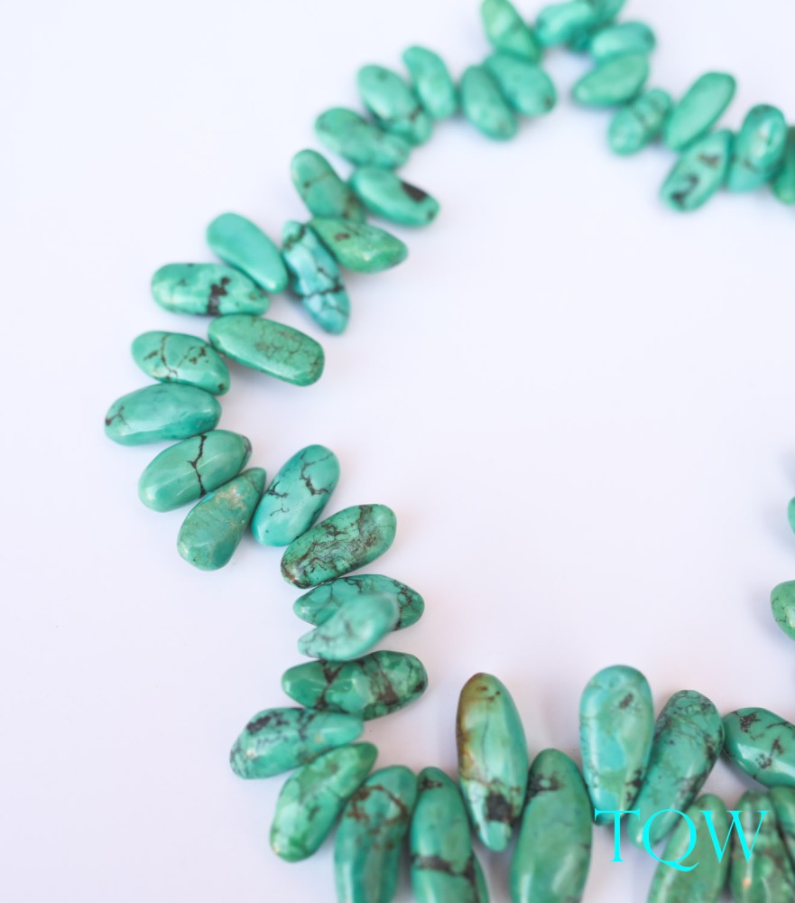 Turquoise Green Irregular Oval Beads - 10-02-02