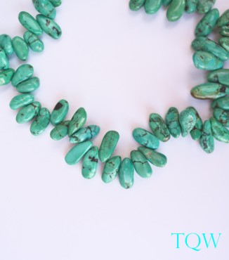 Turquoise Green Irregular Oval Beads - 10-02-02