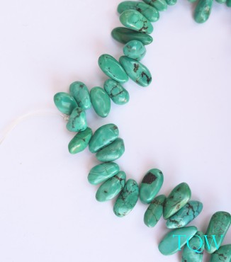 Turquoise Green Irregular Oval Beads - 10-02-02