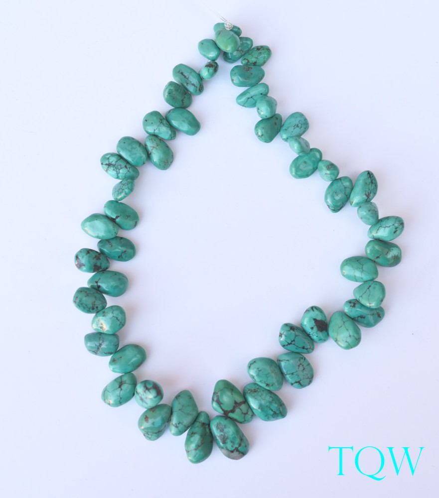 Turquoise Green Irregular Oval Beads - 10-02-03