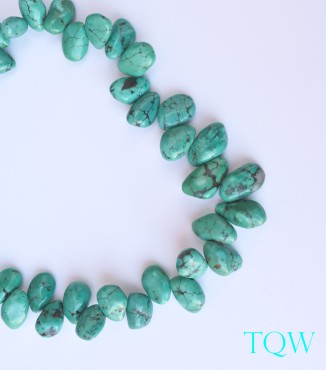 Turquoise Green Irregular Oval Beads - 10-02-03