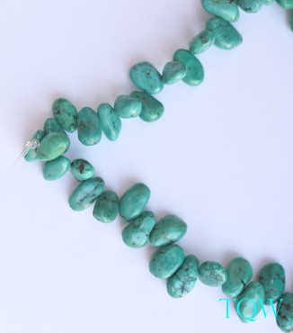 Turquoise Green Irregular Oval Beads - 10-02-03