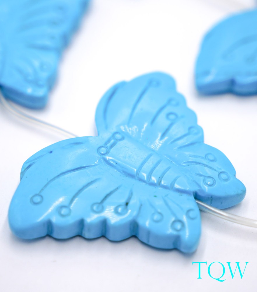 Large Blue Butterfly Magnesite Beads - 60 MM Wide - 10-04-01