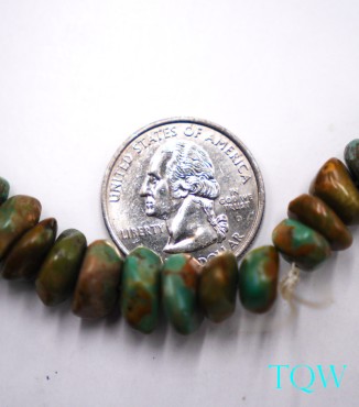Turquoise Coins Green Brown Beads - 9-20 MM - TQ-01