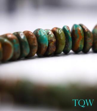 Turquoise Coins Green Brown Beads - 9-20 MM - TQ-01