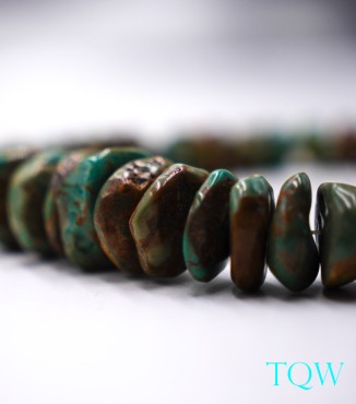 Turquoise Coins Green Brown Beads - 9-20 MM - TQ-01