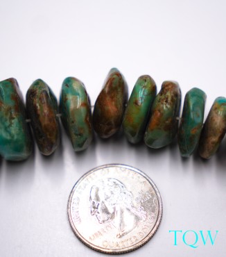 Turquoise Coins Green Brown Beads - 9-20 MM - TQ-01