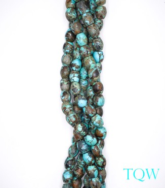 Barrel Shaped Turquoise - Blue / Brown - 12 mm - 01-04-01