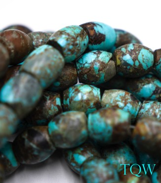 Barrel Shaped Turquoise - Blue / Brown - 12 mm - 01-04-01