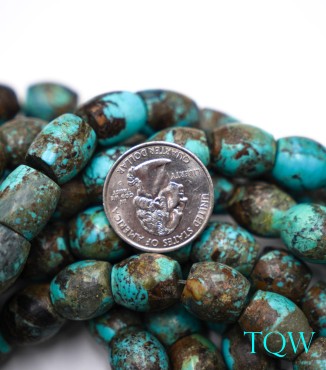 Barrel Shaped Turquoise - Blue / Brown - 12 mm - 01-04-01