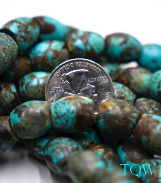Barrel Shaped Turquoise - Blue / Brown - 12 mm - 01-04-01
