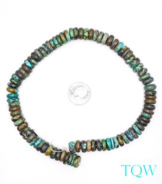 Rondelle Turquoise - Green Brown - 12 mm - 01-04-07
