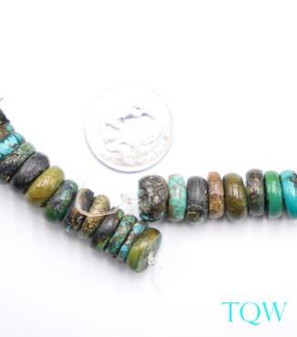 Rondelle Turquoise - Green Brown - 12 mm - 01-04-07