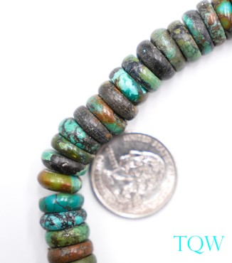 Rondelle Turquoise - Green Brown - 12 mm - 01-04-07