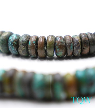 Rondelle Turquoise - Green Brown - 12 mm - 01-04-07