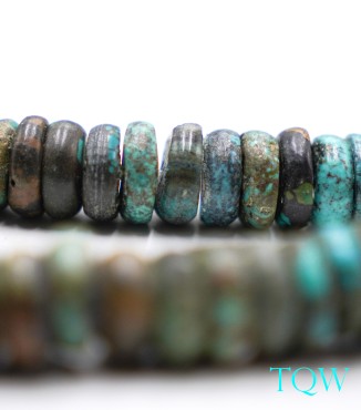Rondelle Turquoise - Green Brown - 12 mm - 01-04-07