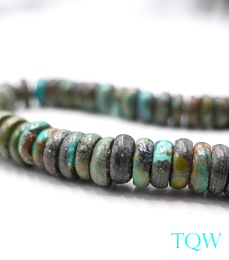 Rondelle Turquoise - Green Brown - 12 mm - 01-04-07