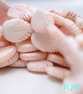 Leaf Beads - Pink Shell Beads - 06-03-01