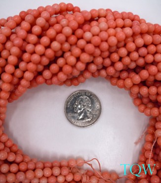 Round Beads - Orange Red Shell Beads - 6 mm - 06-03-03