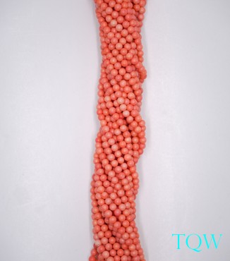 Round Beads - Orange Red Shell Beads - 6 mm - 06-03-03