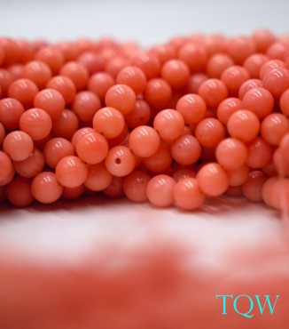Round Beads - Orange Red Shell Beads - 6 mm - 06-03-03