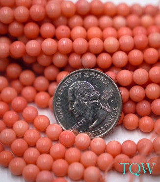 Round Beads - Orange Red Shell Beads - 6 mm - 06-03-03