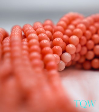 Round Beads - Orange Red Shell Beads - 6 mm - 06-03-03