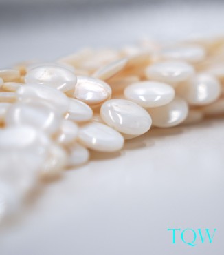 Coin Beads - White Pearlescent Shell Beads - 12 mm - 06-03-04