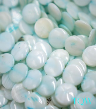 Coin Beads - White with Blue Tint Pearlescent Shell Beads - 11 mm - 06-03-05