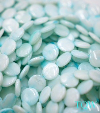 Coin Beads - White with Blue Tint Pearlescent Shell Beads - 11 mm - 06-03-05