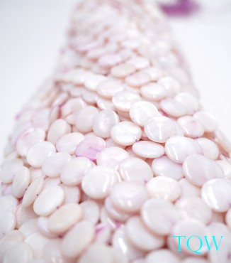 Coin Beads - White with Purple Tint Pearlescent Shell Beads - 11 mm - 06-03-06