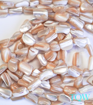 Ruddy Translucent Beads - Ruddy and White Pearlescent Shell - 07-04-06