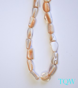 Ruddy Translucent Beads - Ruddy and White Pearlescent Shell - 07-04-06