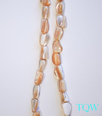 Ruddy Translucent Beads - Ruddy and White Pearlescent Shell - 07-04-06