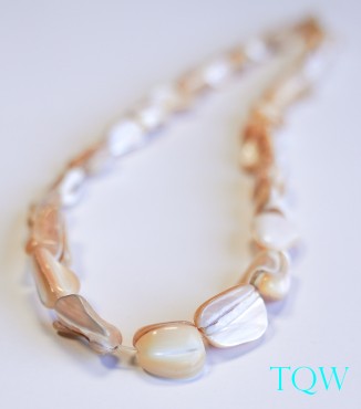 Ruddy Translucent Beads - Ruddy and White Pearlescent Shell - 07-04-06