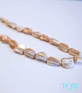 Ruddy Translucent Beads - Ruddy and White Pearlescent Shell - 07-04-06